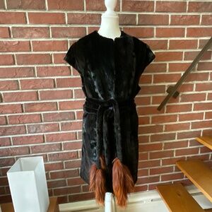 Genuine Black Mink Sleeveless Coat Long Unique Vest One of a Kind Size M/L NEW